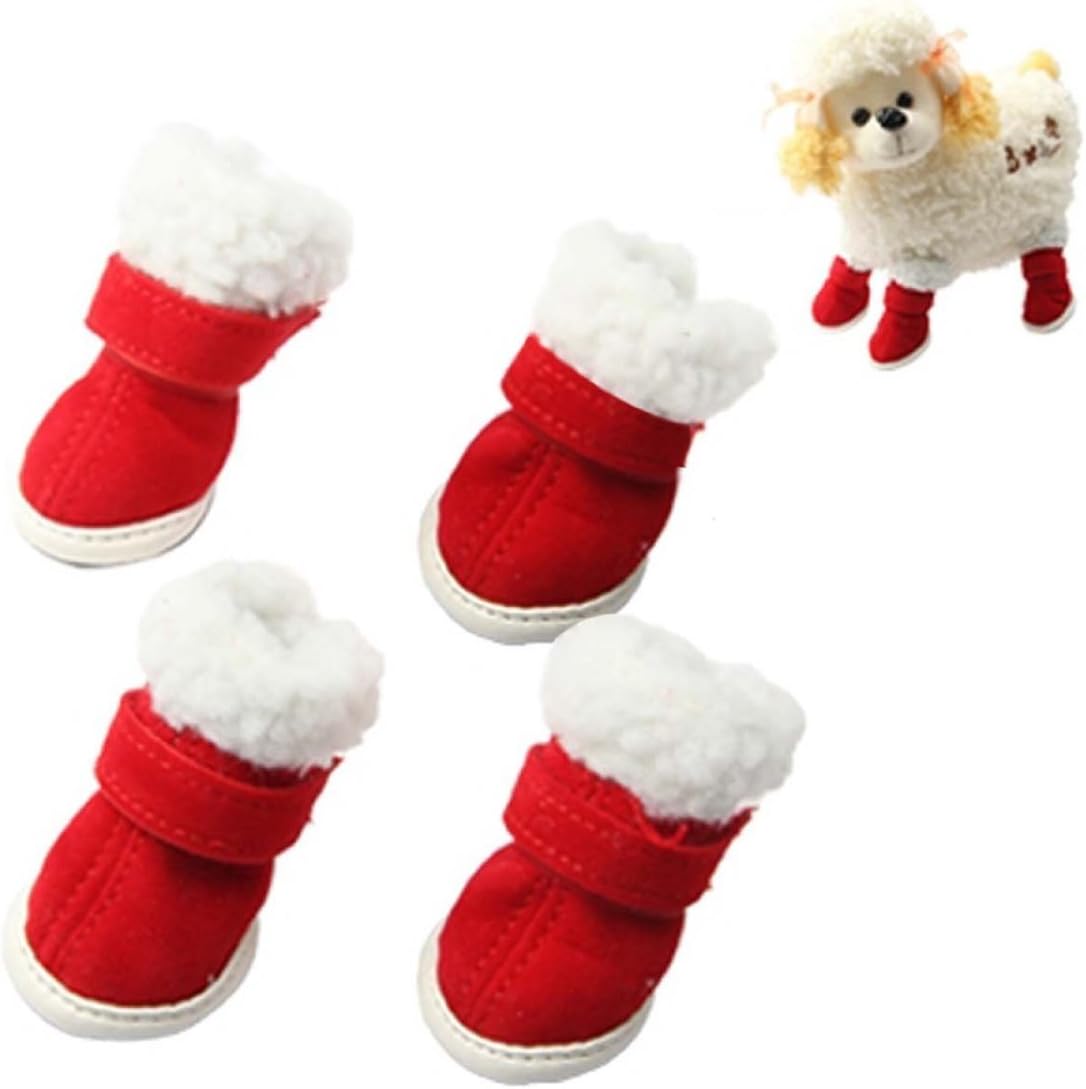 Elink Earth Dogs Shoes Pet Santa's Boots Durable Puppy Shoes (Red)