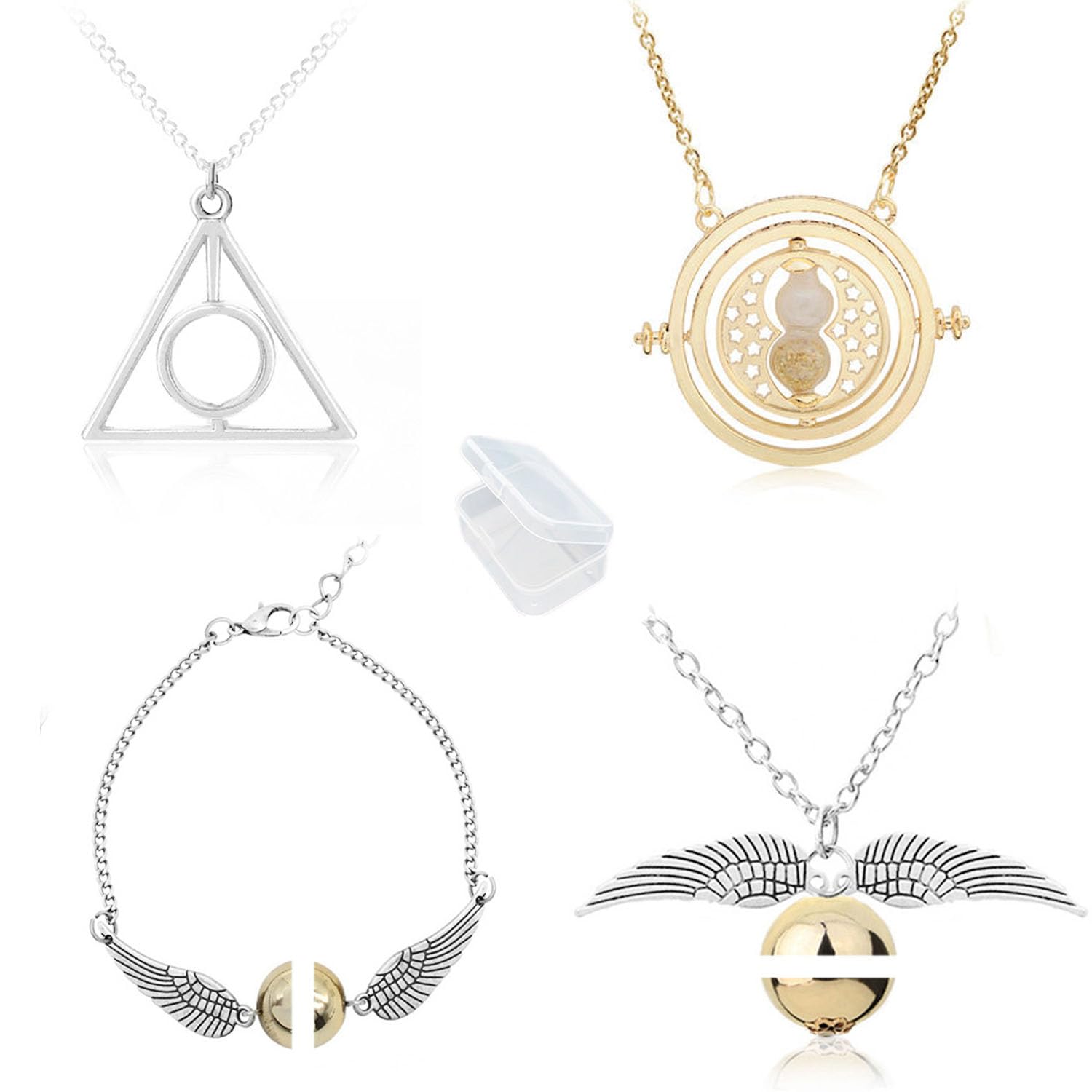 YouU 4 pcs Hourglass Triangle Necklaces Set for Gifts Collection or Decorations Magical Bracelets Cosplay Costume Jewelry Gift