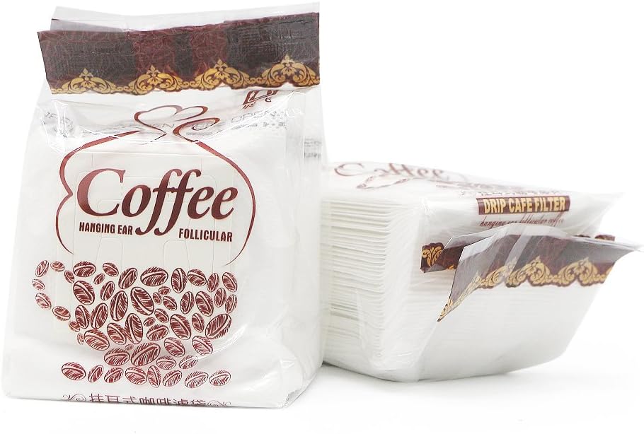 Disposable Paper Coffee Drip Filter Bags for Single-Serve Brewing Hanging Ear Tea Strainer 50 count