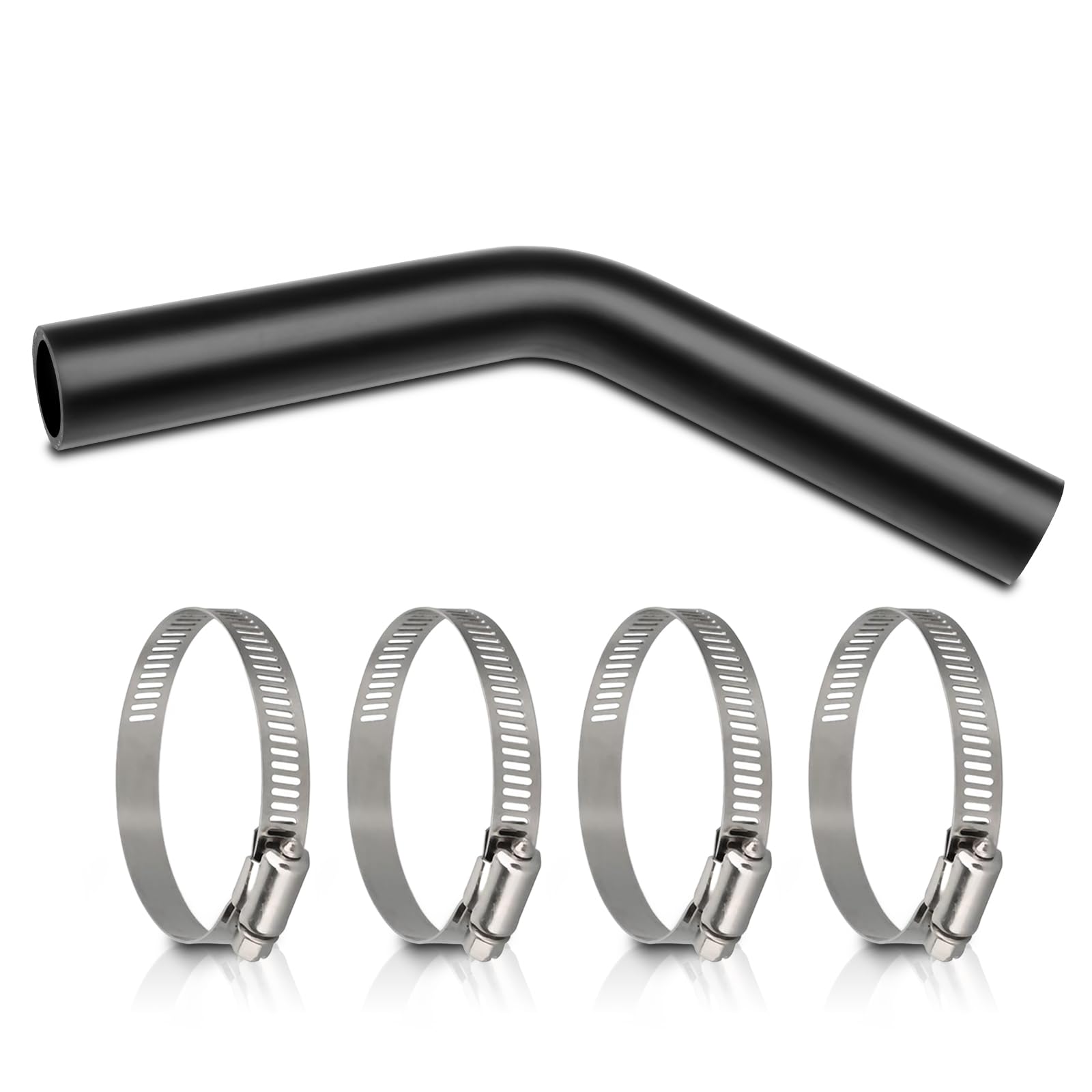 Photo 1 of TKKEUEP Gasoline Fuel Filler Neck Hose with 4 Hose Clamps,1 1/2 inches Inside Diameter Fuel Hose, Reinforced Gas tank filler hose (45 degree, 1 1/2" ID)