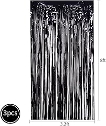 TONIFUL 3Pcs Black Door Streamers,3.2ft*8ft Black
