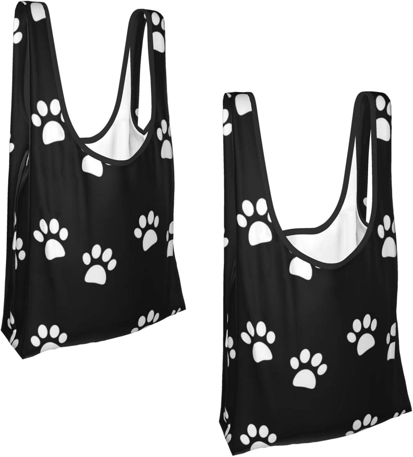 Dog Paw Prints Grocery Bags Reusable, EcoFriendly, 2 Pack black Size