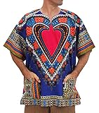 RaanPahMuang Brand Unisex Bright African Heart Dashiki Cotton Shirt