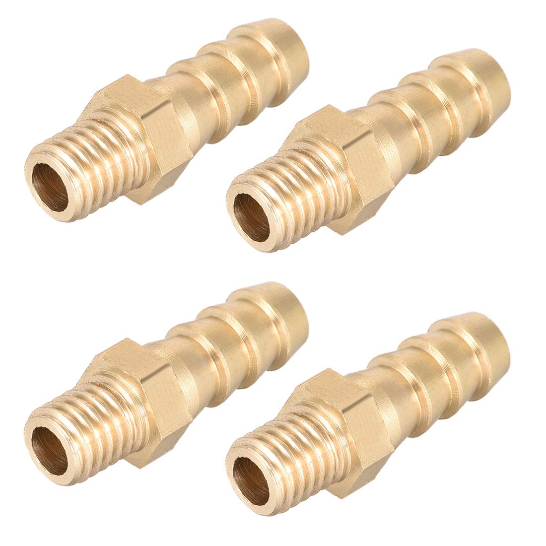 sourcing map Brass Fitting Connector Metric M8-1.25 Male to Barb Fit Hose ID 8mm 4pcs