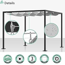 SunnyRoyal Light Grey 7'x7' Waterproof Pergola