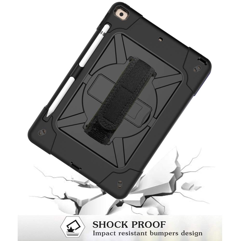 Junfire New iPad 10.2 Case/iPad 7th Generation Case,Shockproof Heavy Duty Protective Rugged Case with Pencil Holder,Stand,Hand Strap,and Shoulder Strap for 10.2 inch Cases A2197/A2198/A2200