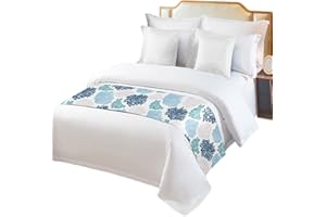 LDTRCHEE Bed Runner for Queen Size Bed, Blue Teal Coral Decorative Bed Scarf Throws for Foot of Bed, Summer Beach Coastal Modern Geometric Bedding Protector Slipcover Bed Runners for Hotel/Home, 83 x 20 Inch