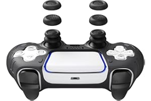 JEMDO Thumb Grips for PS5/PS4/Switch Pro Controllers, Silicone Joystick Caps with Anti-Slip Design, 3 Heights (High/Mid/Low) Button Caps, Gaming Accessories for FPS/RPG/Action Games,Black (6pcs)