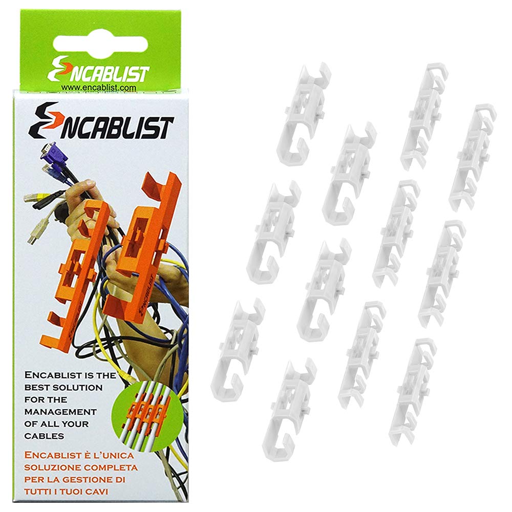 encablist, Universal Exoskeleton Made in Italy for Manage and organize all cables of TV PC Laptop Home and Office Appliances, Pack of 12
