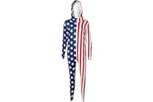 Bemeiren American Flag Bodysuit for Women 4th of July Jumpsuit Long Sleeve Costume for Party Patriotic Theme Outfit