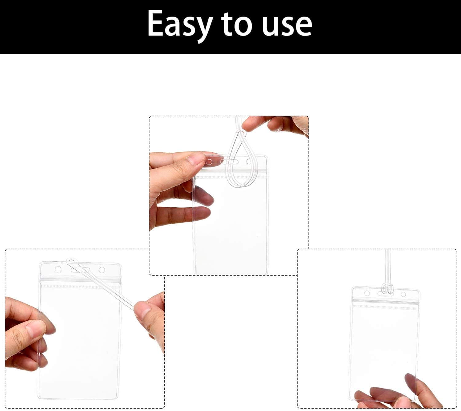 100 Pack Clear Luggage Identification Tags Waterproof Luggage Name Tag Badge Holders with Luggage Tag Straps Loops for Business Travel Supplies: Clothing