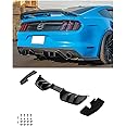 Replacement for 2015-2017 Ford Mustang Models with Premium Package | RTR Style ABS Plastic - Matte Black Rear Bumper Lower Diffuser with Side Apron Splitter Pair