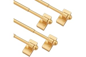 CGBAIEE Multi functional hanging pole，Magnetic Curtain Rods for Metal Doors，No tools required,Multi-Use Adjustable Appliance for Windows Iron Steel Places，16-28 Inch，4 Pack,Gold