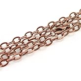 CleverDelights 5x7mm Cable Chain Necklaces - Antique Copper Color - 5 Pack - 24 Inch Length