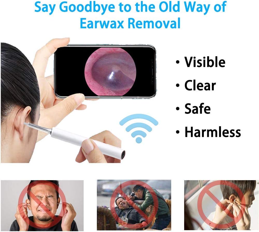 BEBIRD Ear Wax Removal Endoscope Otoscope, Earwax Remover Tools, Scope, with 1080P FHD Camera, 6 Led Lights, Wireless Connected, Compatible with iPhone, iPad, Android Smart Phones & Tablets (White) : Electronics