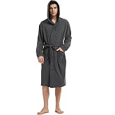 HOLOVE Hooded Men's Cotton Robes Lightweight Bathrobe,Shower Spa Lounge &amp; House
