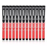Champkey AVS Soft Golf Grips for Golf Clubs Set of 13，Anti-Slip，Super Shock Absorption，Ultra-Light Material，Stylish and Colorful Visual Design (Red&Black, Midsize)