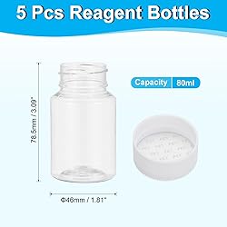 PATIKIL 5 Pcs 80ml Reagent Bottles, PET Wide Mouth