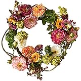 Nearly Natural 24in. Peony Wreath, 24 inches round, Mixed