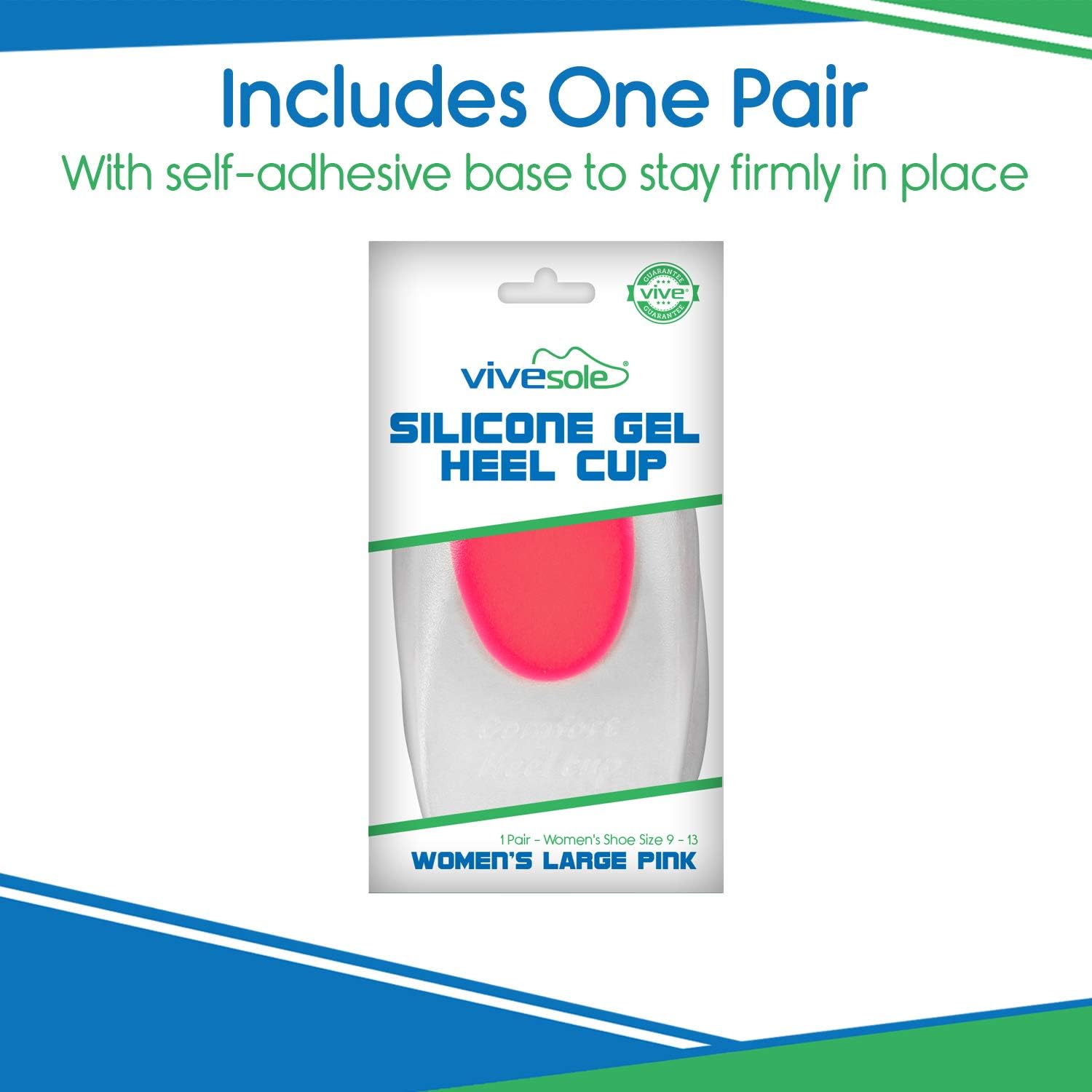 ViveSole Silicone Gel Heel Cups - Shoe Inserts for Plantar Fasciitis, Sore Heel, Bone Spur & Achilles Pain Relief Protectors - Foot Comfort Pads - Support (1 Pair, US Women's (4.5-8.5)): Health & Personal Care