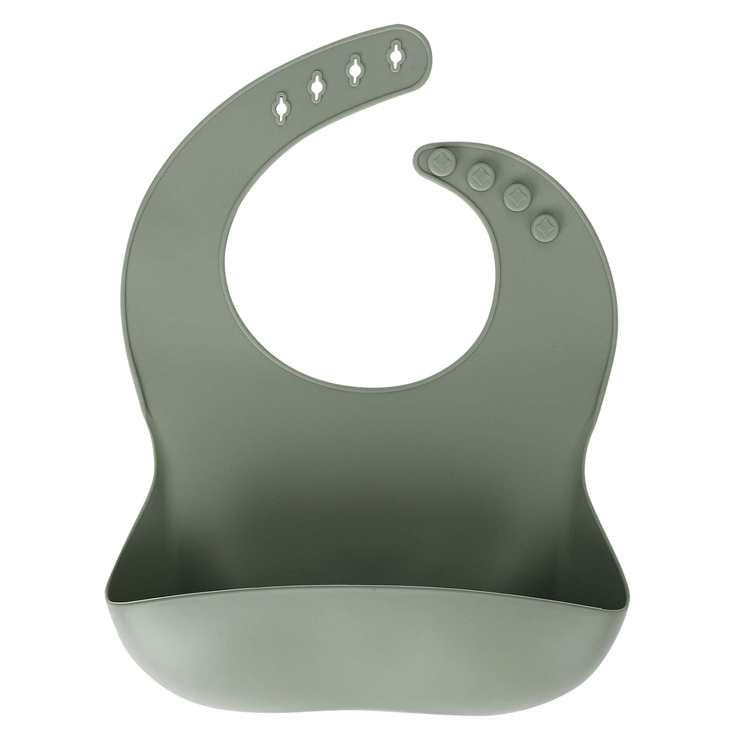 Socub Silicone Baby Bibs, Super Soft Adjustable Baby Feeding Bibs with Food Catcher Pocket for Infants and Toddlers, Sage
