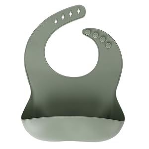 Socub Silicone Baby Bibs, Super Soft Adjustable Baby Feeding Bibs with Food Catcher Pocket for Infants and Toddlers, Sage