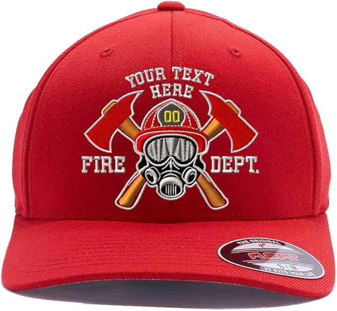 Custom Embroidered Firefighter Hats. 6477, 6277 Flexfit Baseball caps
