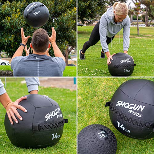Shogun Sports Soft Wall Ball. Durable Medicine Ball for Strength, Conditioning, Cardio and Cross Training. Ideal for Wall Balls, Lunges, Partner Toss, Twists. Available in (10, 14, 20 LB) (20 LB)