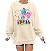 Eatbook Magical Sweatshirts for Women Oversized Cute Sweatshirts Graphic Sweatshirt Princess Castle Family Vacation Sweater