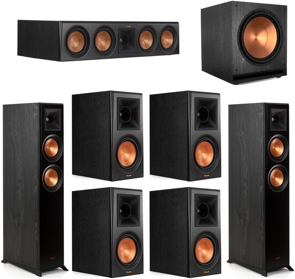 Klipsch 7.1 Ebony Home Theater System - 2 RP-5000F, 1 RP-504C, 4 RP-600M, 1 SPL-150 Subwoofer