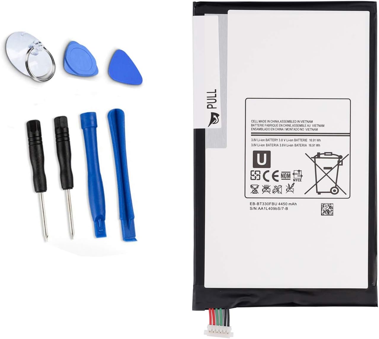ASKC 4450mAh EB-BT330FBU Tablet Battery for Samsung Galaxy Tab 4 8.0" T330 T331 T335 T337 SM-T330 SM-T330NU SM-T331 SM-T335 SM-T337 SM-T337T SM-T337A SM-T337V EB-BT330FBE EB-BT330FBC with Tools