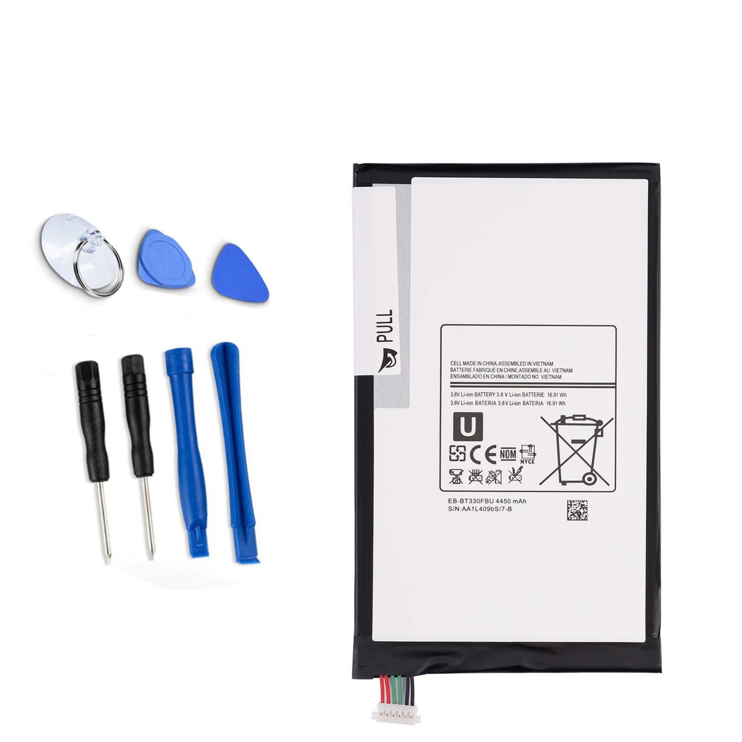 ASKC 4450mAh EB-BT330FBU Tablet Battery for Samsung Galaxy Tab 4 8.0" T330 T331 T335 T337 SM-T330 SM-T330NU SM-T331 SM-T335 SM-T337 SM-T337T SM-T337A SM-T337V EB-BT330FBE EB-BT330FBC with Tools