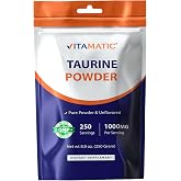 Vitamatic Pure Taurine 1000mg 250 Servings - Non-GMO, Gluten Free
