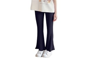 Girls Flare Pants Ribbed Bell Bottom Leggings Stretchy Soft Joggers Casual Solid Color Trousers for School Lounge