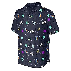 HUGLAZY Space Shirt for Men Alien Oufit Novelty UFO