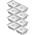 VEVOR 8 Pack Hotel Pans with Lids, 1/2 Size Anti-Jam Steam Pan, 0.8mm Thick Stainless Steel Steam Table Pan, 4-Inch Deep Commercial Table Pan, Catering Storage Food Pan, for Industrial & Scientific