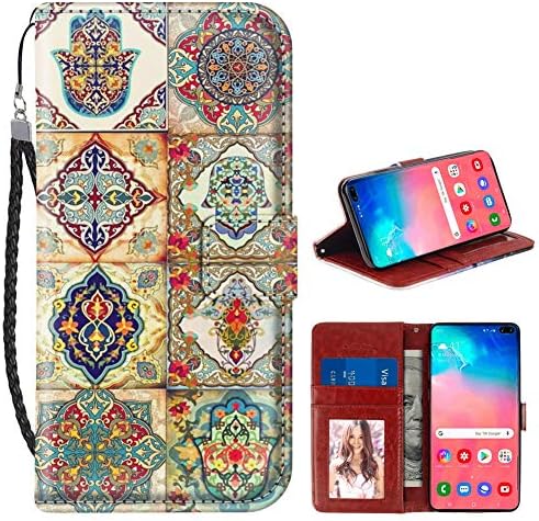 Hand of Fatima Samsung Galaxy S10+ Wallet Case PU Leather Cover and TPU Protective Phone case with Card Holder Magnetic Folio Flip Samsung Galaxy S10 Plus Case Wallet