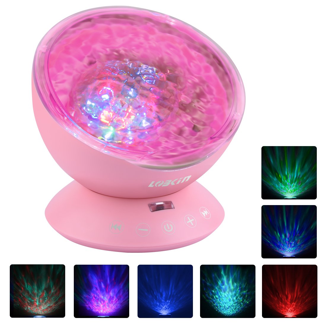 [Upgraded Model] Lobkin Remote Control Ocean Wave Projector ,Aurora Night Light Projector with Build-in Speaker, Mood Light for Baby Nursery, Adults and Kids Bedroom, Living Room (Pink)