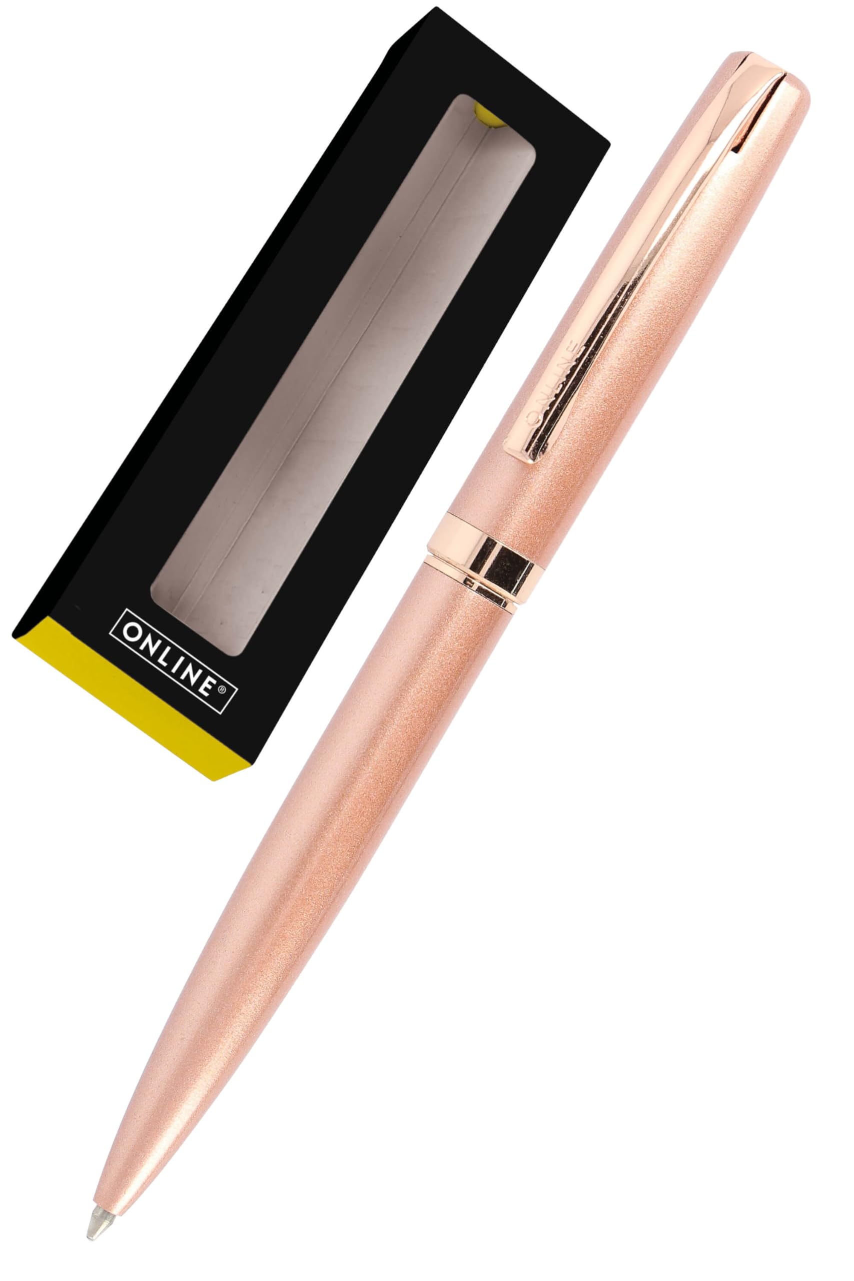 Online Eleganza Ballpen I Rosegold I Replaceable Large Refill I Metal Biro I Ink Colour Black I Retractable I Ballpoint Pen In Gift Box, 34568