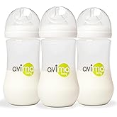 Avima Baby 12 oz Anti Colic Baby Bottles for Breastfed Babies - Fast Flow Nipples, Wide Neck Bottle, BPA Free - 9-12 Months, Stage 3 (Set of 3)