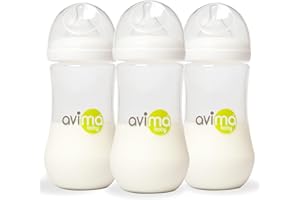 Avima Baby 12 oz Anti Colic Baby Bottles for Breastfed Babies - Fast Flow Nipples, Wide Neck Bottle, BPA Free - 9-12 Months, Stage 3 (Set of 3)