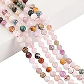 arricraft 5 Strands Natural Stone Beads, 2-3mm Faceted Gemstone Loose Beads Colorful Round Genuine Real Stone Beads for Bracelet Necklace Jewelry Making About 615 Pcs