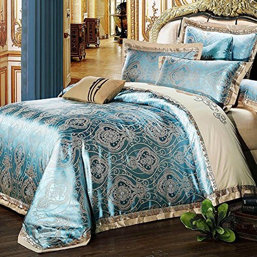 [European style] Pure cotton Plants and flowers Duvet Cover Set 4 Pieces(1Duvet cover 1Flat sheets 2Pillow)-Q King