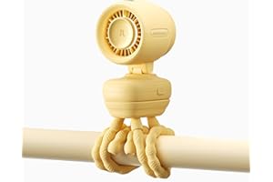 JISULIFE 2026 Stroller Fan – Small & Stylish with 38H Cooling, Soft Night Light, One‑Click Detachable for Stroller or Desk, S