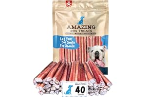 Amazing Dog Treats - 6 Inch Medium Size Bully Sticks (40 Count) - Bulk Bully Sticks for Dogs - No Hide Bully Stick Dog Bones