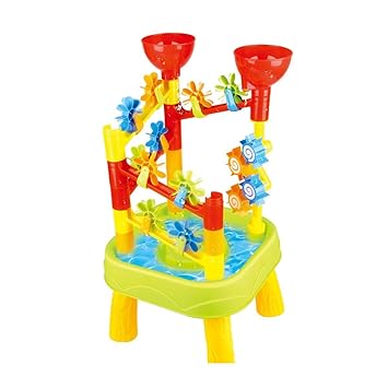 deAO Sand and Water Table - Water Park Mills and Slides with Accessories Included (GREEN)