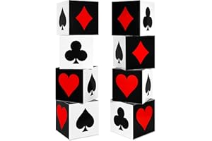 Zhanmai 4 Pcs Casino Party Decorations Las Vegas Game Night Party Supplies Large Poker Favor Goodie Boxes Bulk for Birthday Centerpieces 12 Inch