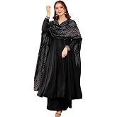 The Red Lion Enterprise Women’s Flared Anarkali Suit with Dupatta Chinon Indian Ethnic Wear for Weddings Festivals Parties