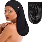 Long Satin Hair Bonnet for Locs, Dreadlocks &amp; Braids, Sleeping Cap Women | Smooth Inner Wakes Up with Less Frizz, Adjustable Band Stays Snug All Night, Light And Breathable, You'll Forget It's On
