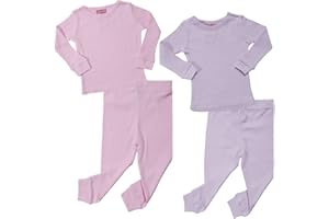 Sweet & Sassy Toddler Baby Girls Thermal Underwear Set - 4 Piece Warm Thermal Top and Bottoms Thermals for Kids (12M-4T)